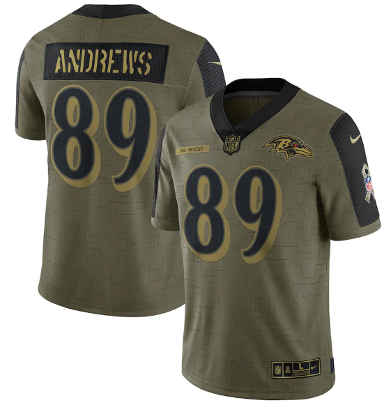 Men's Baltimore Ravens #89 Mark Andrews 2021 Olive Salute To Service Limited Stitched Jersey Men's Baltimore Ravens #89 Mark Andrews 2021 Olive Salute To Service Limited Stitched Jersey